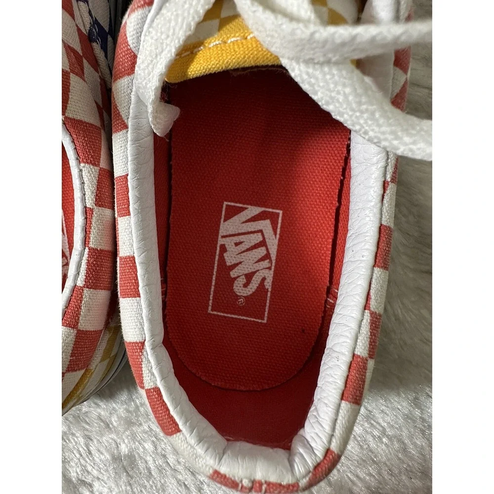 Vans Era Multi Color Checkerboard Red Blue‎ Yellow Sneakers Kids Juniors 4.0